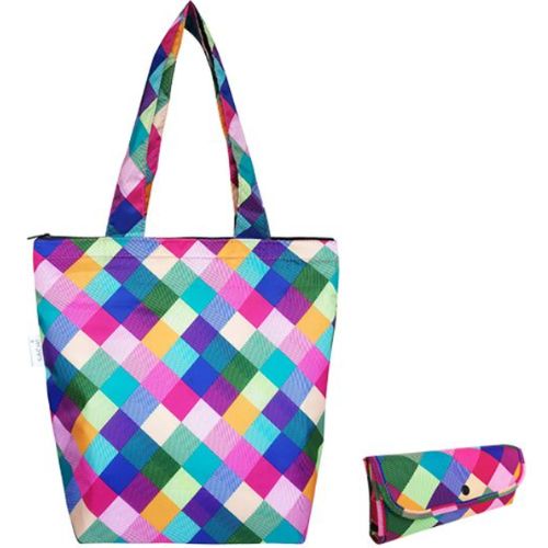 2 x Sachi Insulated Market Tote Folding Portable Shopping Carry Bag - Harlequin