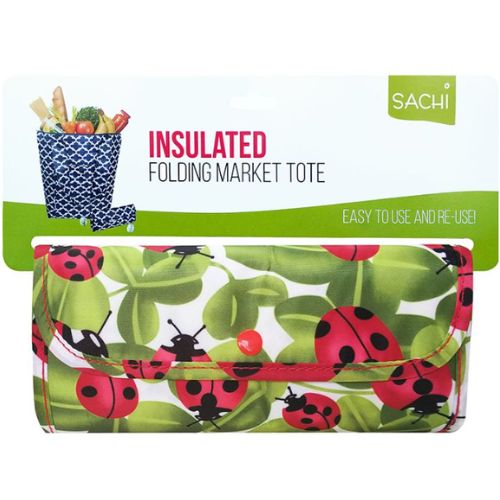 2 x Sachi Insulated Market Tote Folding Portable Shopping Carry Bag - Lady Bug
