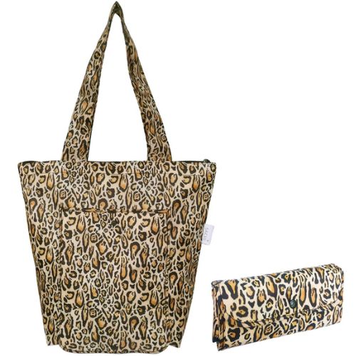 2x Sachi Insulated Market Tote Folding Portable Shopping Carry Bag Leopard Print