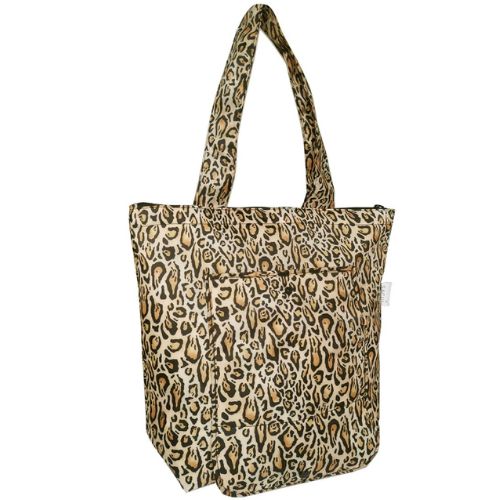 2x Sachi Insulated Market Tote Folding Portable Shopping Carry Bag Leopard Print