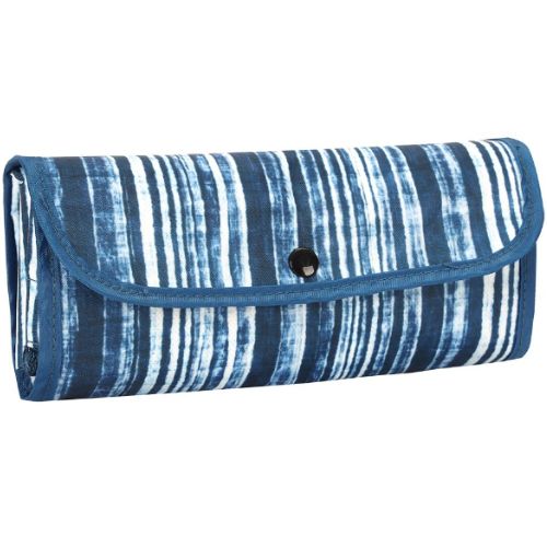 2x Sachi Insulated Market Tote Folding Portable Shopping Carry Bag, Blue Stripes