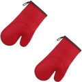 2x Silicone Oven Gloves Heat Resistant Daily Bake Mitts Baking, Cooking - Red