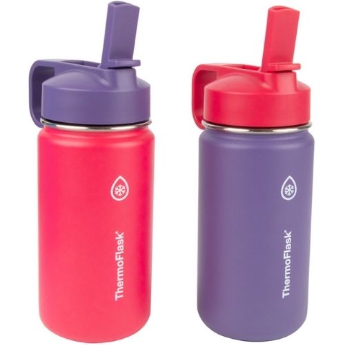 2 x Thermoflask Kids Vacuum Insulated Bottle 414ml Stainless Steel, Pink/Purple