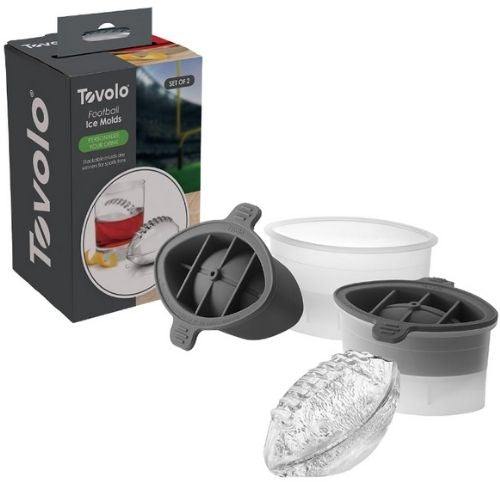 2 x Tovolo Ice Moulds Football-Shaped Ice Molds Silicone Ball Cubes - Charcoal