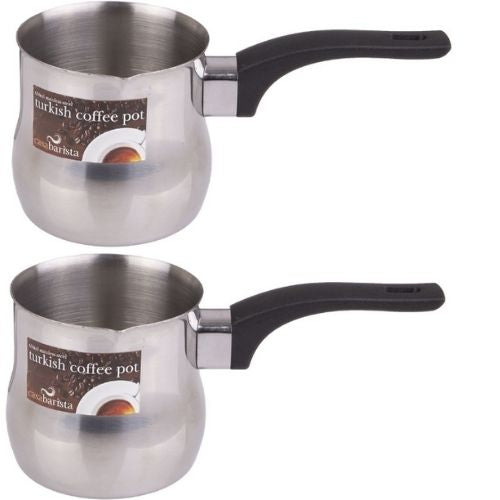 2 x Turkish Coffee Pot Casa Barista Stainless Steel Milk Warmer Maker 450ml