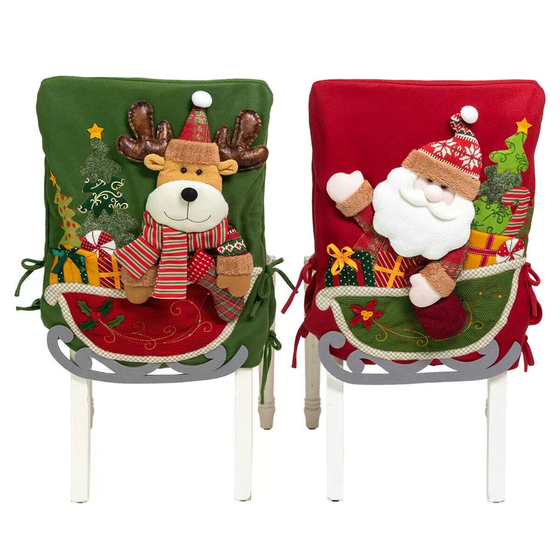 Christmas Chair Covers 2 Pack Santa and Moose