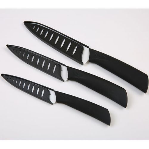 3 Piece Cara Chef Ceramic Knife Set + FREE White OR Black Knife Holder