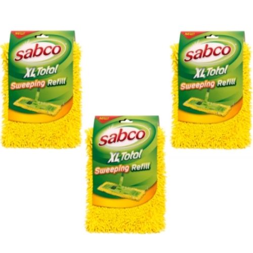 3 x Sabco XL Total Microfibre Mop Dry Pad Refill, Machine Washable