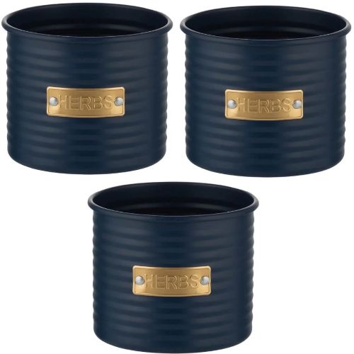 3 x Typhoon Living Otto Herb Planter 700ml - Navy