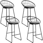 4x Artiss Bar Stools Steel Fabric Kitchen Stool Padded Chairs Set - Grey & Black