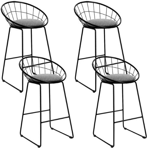 4x Artiss Bar Stools Steel Fabric Kitchen Stool Padded Chairs Set - Grey & Black