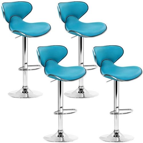 4 x Artiss Bar Stools Swivel Dining Stool Chairs PU Leather Barstool - Teal Blue