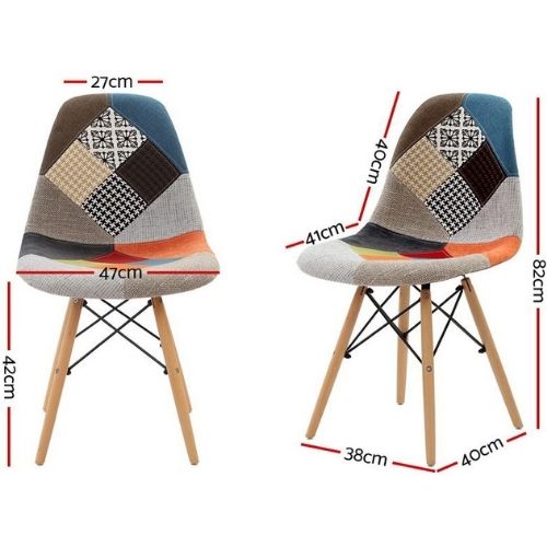 4x Artiss Dining Chairs Retro Beech Fabric Furniture Cafe Chair Set Multi Colour