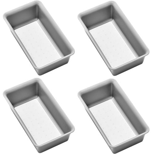 4 x Madesmart Mini Storage Bin Utensil Tray Kitchen Drawer Organiser - Soft Grey