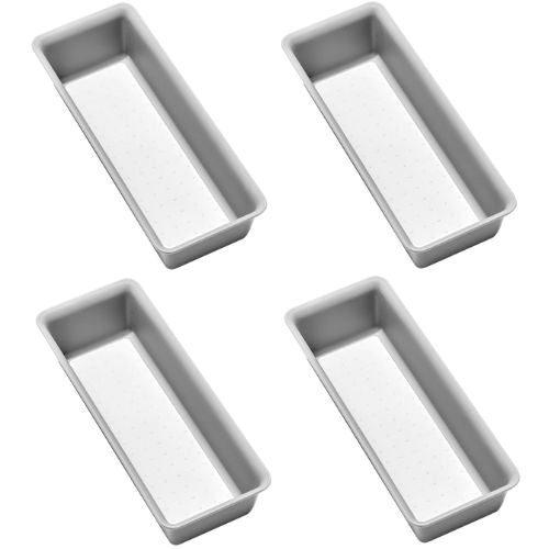 4x Madesmart Small Storage Bin Utensil Tray Kitchen Drawer Organiser - Soft Grey