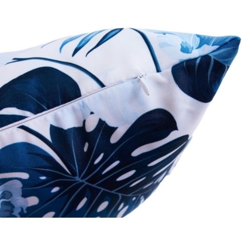 4 x Mojo Cushion Covers Square Pillowcase 45cm Blue Leaf Throw Pillow Cases