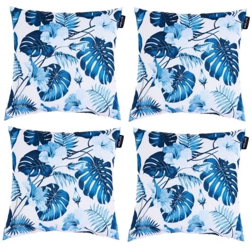 4 x Mojo Cushion Covers Square Pillowcase 45cm Blue Leaf Throw Pillow Cases