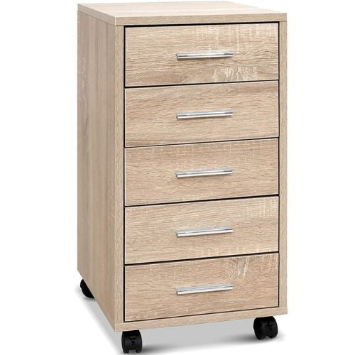 5 Drawer Filing Cabinet Storage Drawers Wood Study Office School File Cupboard