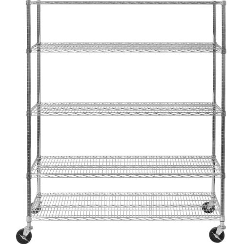 5 Tier Steel Wire Storage Rack Organizer Kitchen Shelving Unit On Wheels, Silver