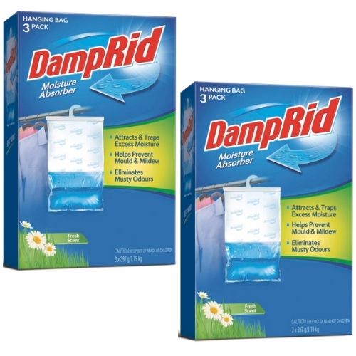 6 x DampRid Moisture Absorbers Hanging Bag, Fresh Scent, Prevents Mould