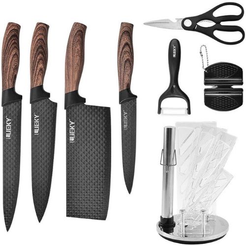 8-Piece Kitchen Knife Set with Block & Sharpener Stainless Steel Knives