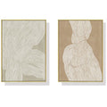 Abstract Line Gold Frame Canvas Home Decor Wall Art Print Set of 2 (40cmx60cm)