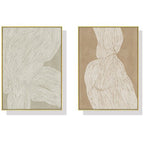 Abstract Line Gold Frame Canvas Home Decor Wall Art Print Set of 2 (40cmx60cm)
