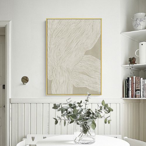 Abstract Line Gold Frame Canvas Home Decor Wall Art Print Set of 2 (40cmx60cm)