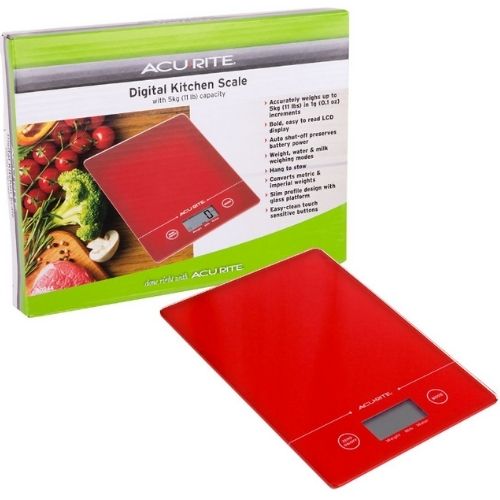 Acurite 1g/5kg Slim Line Digital Kitchen Scale Electronic Food Weighting Red