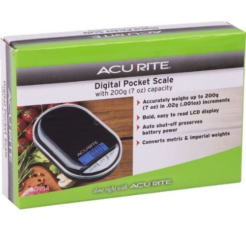 Acurite Digital Pocket Kitchen Scale 200g/Gram Capacity Food Weight Cooking BLK
