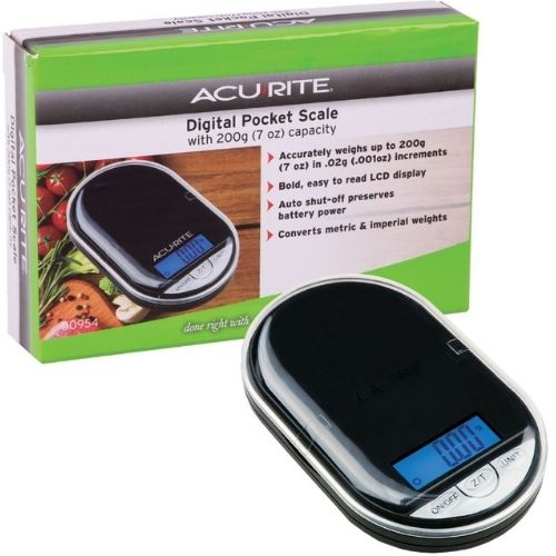Acurite Digital Pocket Kitchen Scale 200g/Gram Capacity Food Weight Cooking BLK