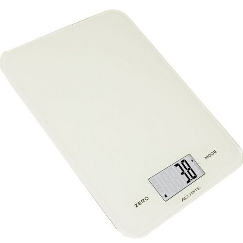Acurite Large Slim Line Glass Digital Kitchen Food Measure Scale 1g/8kg White