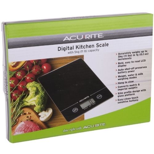 Acurite Slim Line Glass 1g/5kg Digital Kitchen Food/Nutrition/Bake Scale Weight