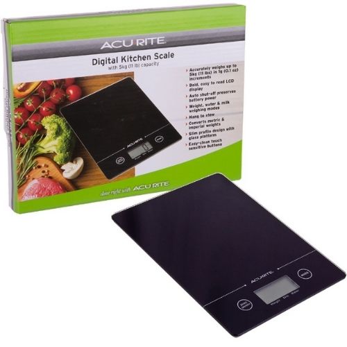 Acurite Slim Line Glass 1g/5kg Digital Kitchen Food/Nutrition/Bake Scale Weight