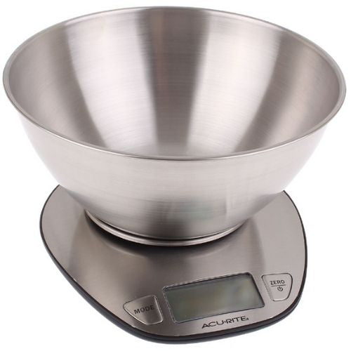 Acurite Stainless Steel Digital Food/Cooking Weight Kitchen Scale w/ 5kg/1g Bowl