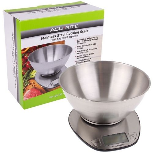 Acurite Stainless Steel Digital Food/Cooking Weight Kitchen Scale w/ 5kg/1g Bowl
