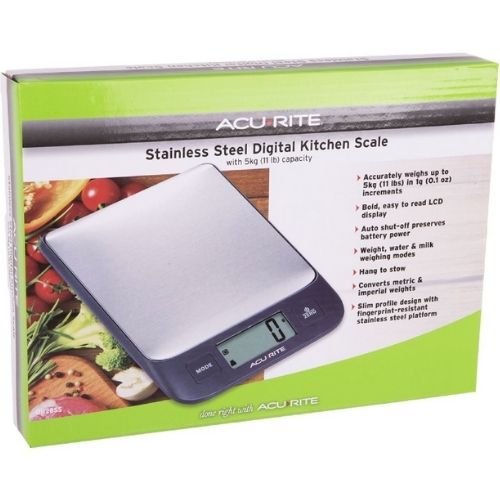 Acurite Stainless Steel Digital Kitchen Scale 1g/5kg Electronic Balance Weight