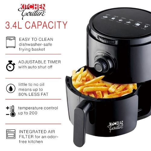 Air Fryer 3.4L Capacity Multifunctional Fryers Oil Free Healthy Cooking - Black