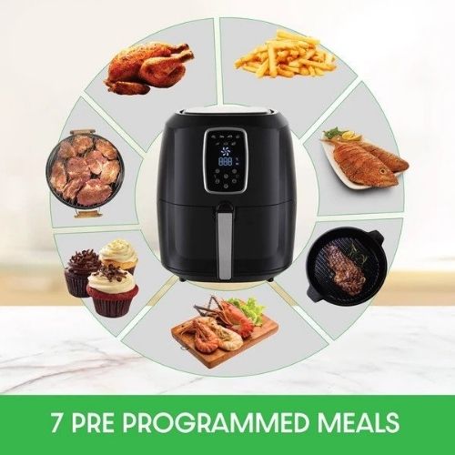 Air Fryer 7L Digital LED Display Kitchen Couture Healthy Oil Free Cooking, Black