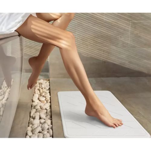 Algodon Dri Bath Stone Bathroom Shower Water Absorbing Mat - Natural White