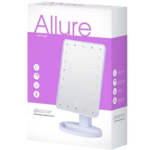 Allure Glamour Makeup Mirror Dimmable Natural LED Light Touch Control - White