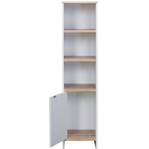 Alto Bathroom Tallboy Narrow High Cabinet With 1 Doors & 3 Shelves - Oak & White