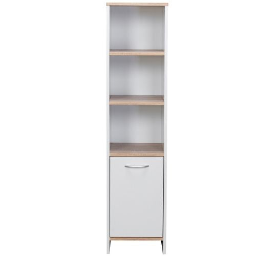 Alto Bathroom Tallboy Narrow High Cabinet With 1 Doors & 3 Shelves - Oak & White