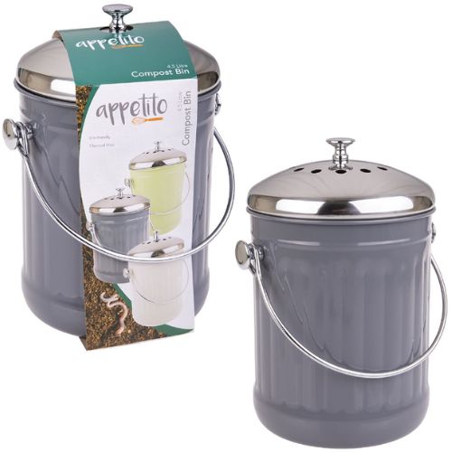 Appetito Compost Bin Kitchen Countertop 4.5L with Charcoal Filter - Charcoal