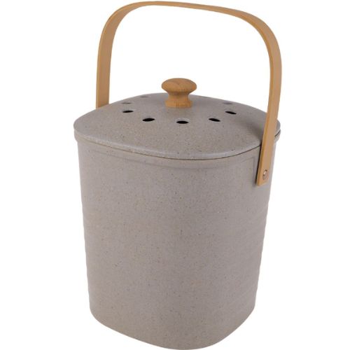 Appetito Square Bamboo Fibre Compost Bin Food Recycling Trash 3.8L - Grey