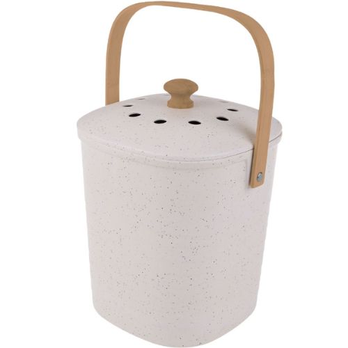 Appetito Square Bamboo Fibre Compost Bin Food Recycling Trash 3.8L - White