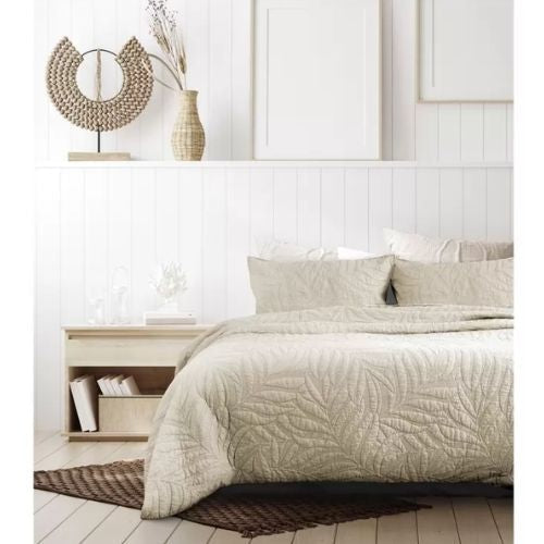 Ardor Jocelyn King Bed Microfibre Quilt Cover Set 3 Piece Home Bedding - Linen
