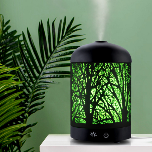Aroma Diffuser Air Humidifier Aromatherapy LED Night Light Black Forest Pattern
