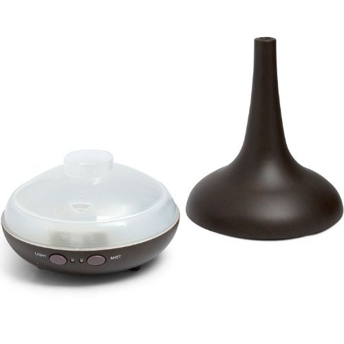 Aroma Diffuser + Essential Oil Aromatherapy LED Light Dark Wood Grain Humidifier