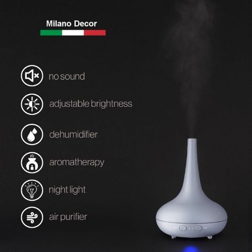 Aroma Diffuser + Essential Oil Aromatherapy LED Light Humidifier - Matte Grey